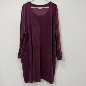 Pure Jill Plum Velvet Long Sleeve Tunic Dress Plus Size 4X Pockets‎